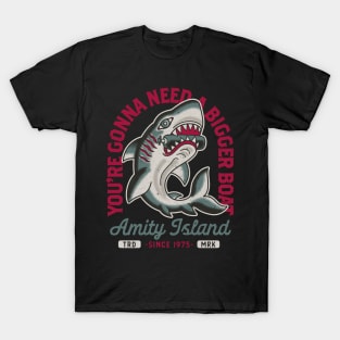 Amity Island - Old School Traditional Tattoo Shark - A Bigger Boat T-Shirt